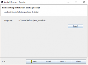 iInstall Reborn Creator. Load existing installation package script page.