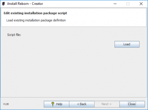 iInstall Reborn Creator. Load existing installation package script page.