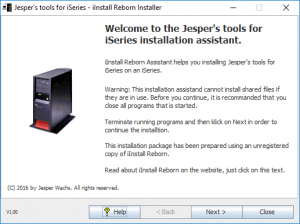 iInstall Reborn Installer. Opening screen, unregistered copy.