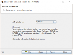 iInstall Reborn Installer. Select ASP to restore to.